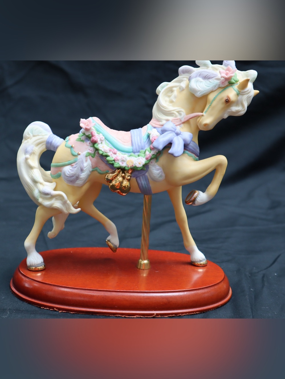 Lenox 1989 Cream Carousel Horse Figurine with Pastel Accents